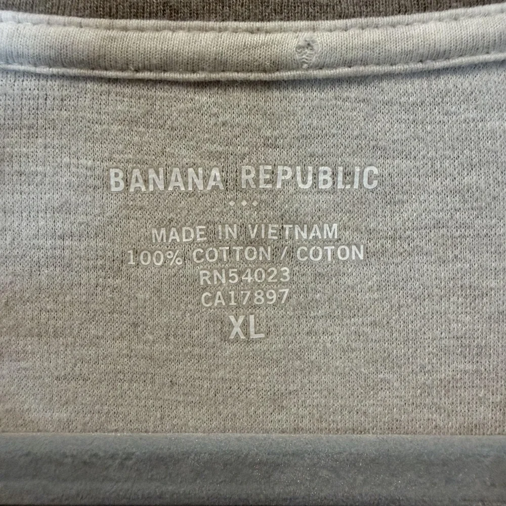 Banana Republic Sweater Mens XL Gray 1/4 Zip Mock Neck‎ Cotton Knit Pullover